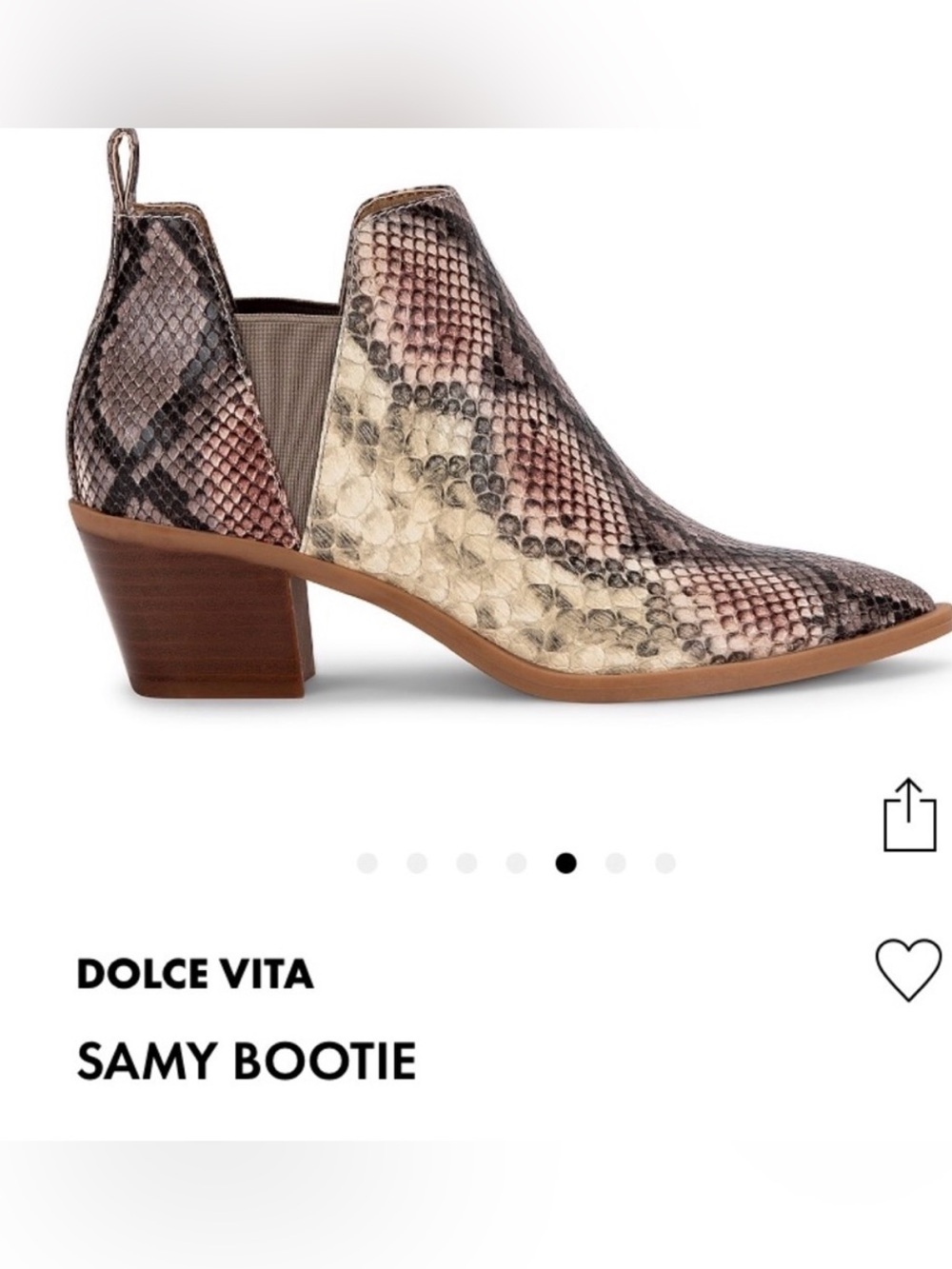 Dolce Vita 8 Women's Blush Snake Embossed Samy Bootie Pointy Toe Ankle Boots